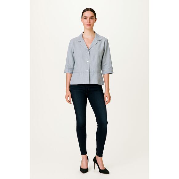 Helena Sorel Gray 3/4 Sleeve Cropped Jacket Blazer Size 42 (US 6) - Picture 1 of 11